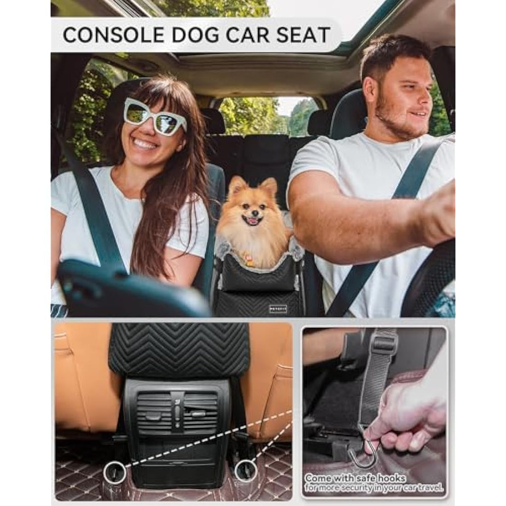 Petsfit Center Console Dog Car Seat - Small Pet Travel Bed for Up to 9 Lbs