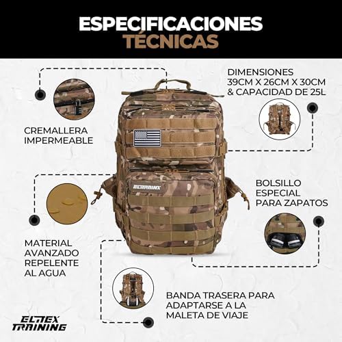Elitex Training 25L Tactical Military Backpack | Waterproof Gym Bag