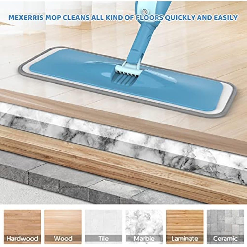 MEXERRIS Spray Mop for Floor Cleaning | 2 Bottles & 4 Microfiber Pads