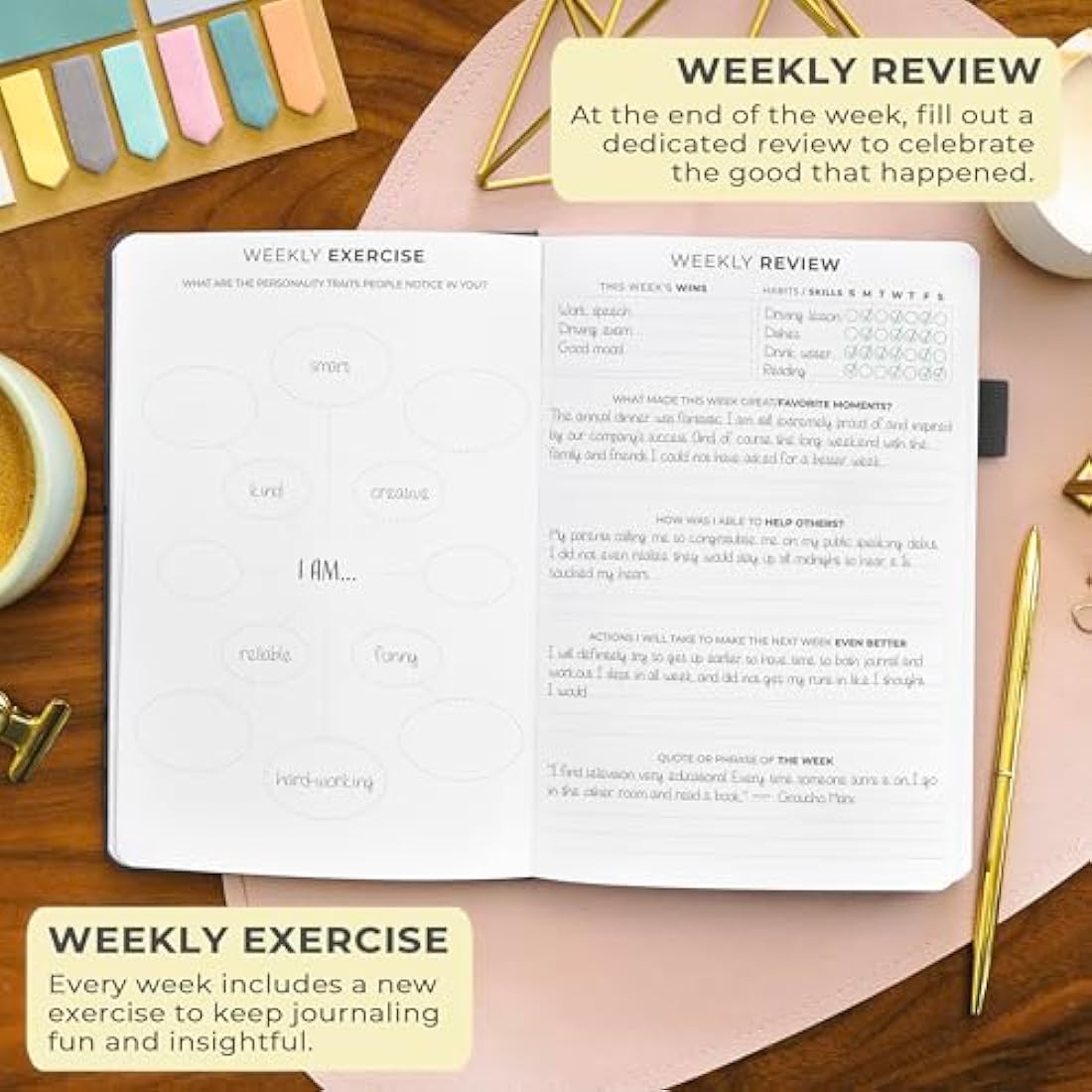 Clever Fox Gratitude Journal – A5 Vegan Leather Daily Reflection Notebook