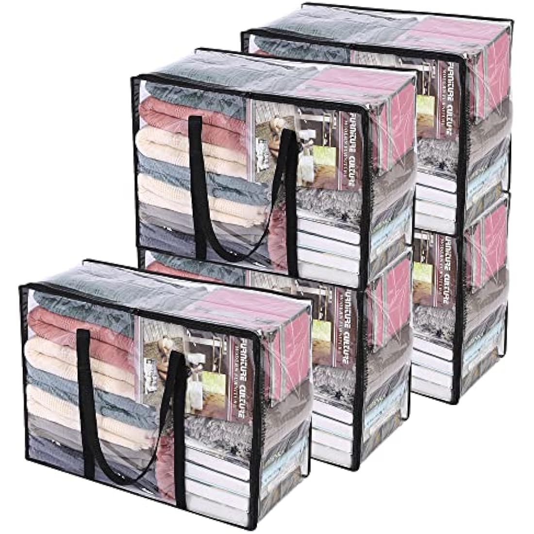 Vieshful 5-Pack Clear Comforter Storage Bags | 40L PVC Closet Organizers