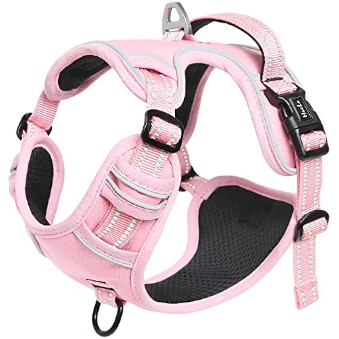 HEELE No-Pull Reflective Dog Harness | Padded Nylon with Handle - Pink