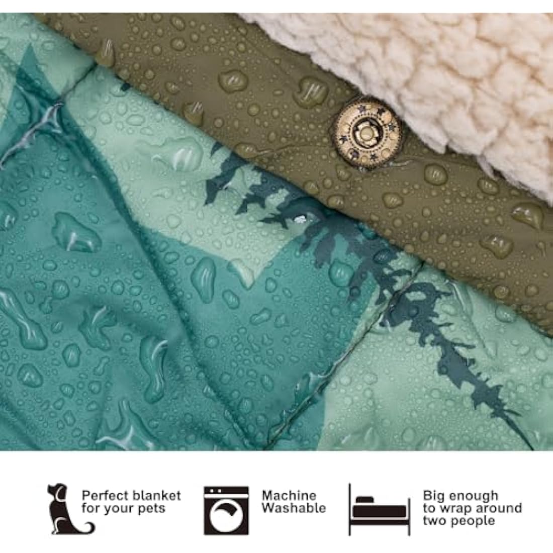 KawaGebo Kamp Sherpa Camping Blanket | Packable Puffy Poncho Quilt