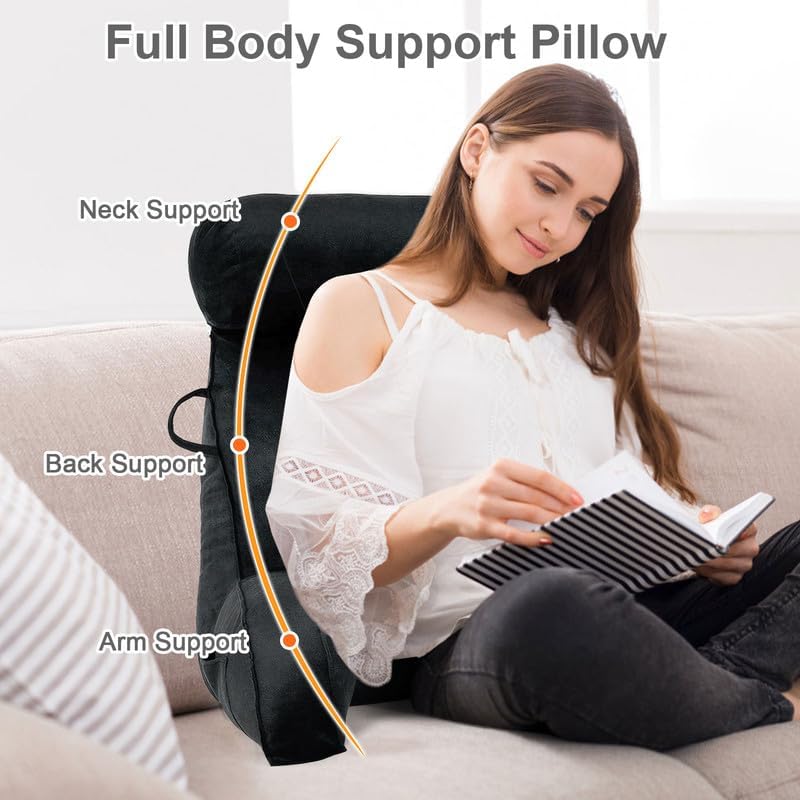 Mingfuxin Reading Pillow | Velvet Bed Backrest with Neck and Arm Support