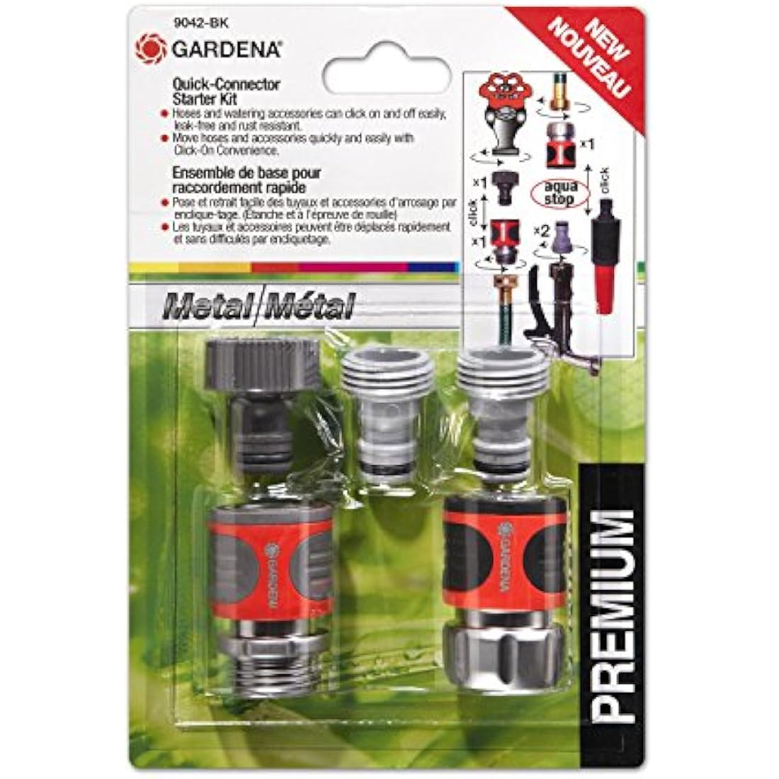Gardena Premium Metal Hose Connector Set | Quick Connect for 1/2 & 5/8"