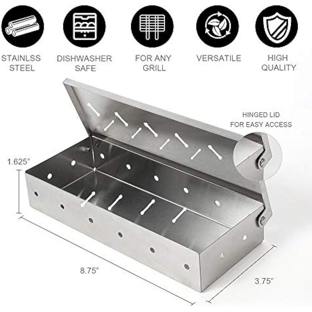 Stainless Steel Smoker Box for BBQ Grill Wood Chips