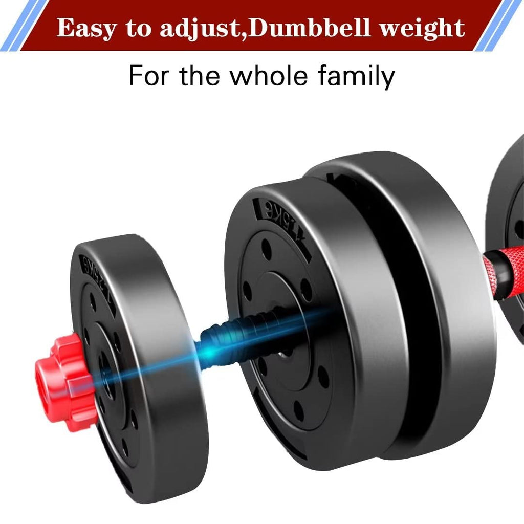 BCBIG 10kg Adjustable Dumbbell Set | Red PVC & Iron Sand Home Gym
