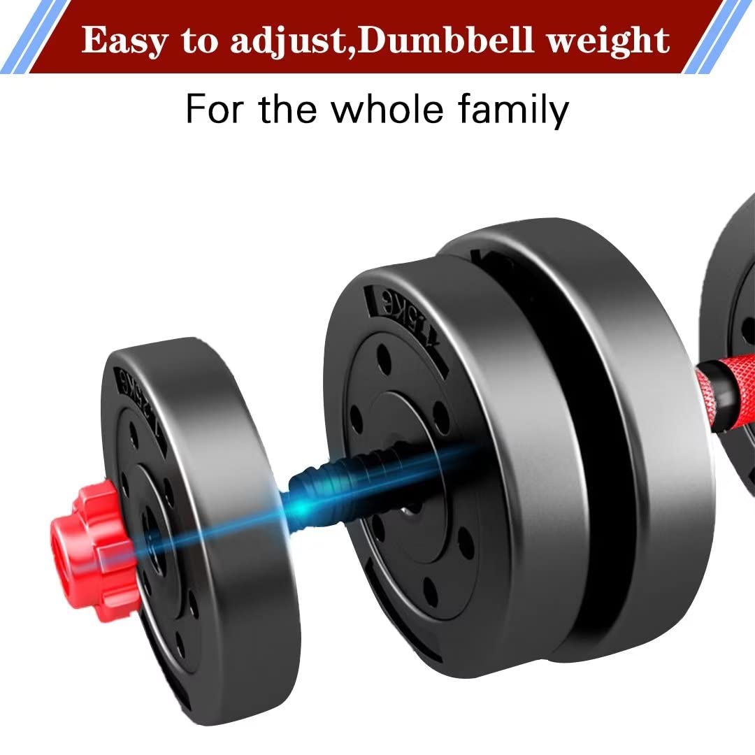BCBIG 10kg Adjustable Dumbbell Set | Red PVC & Iron Sand Home Gym