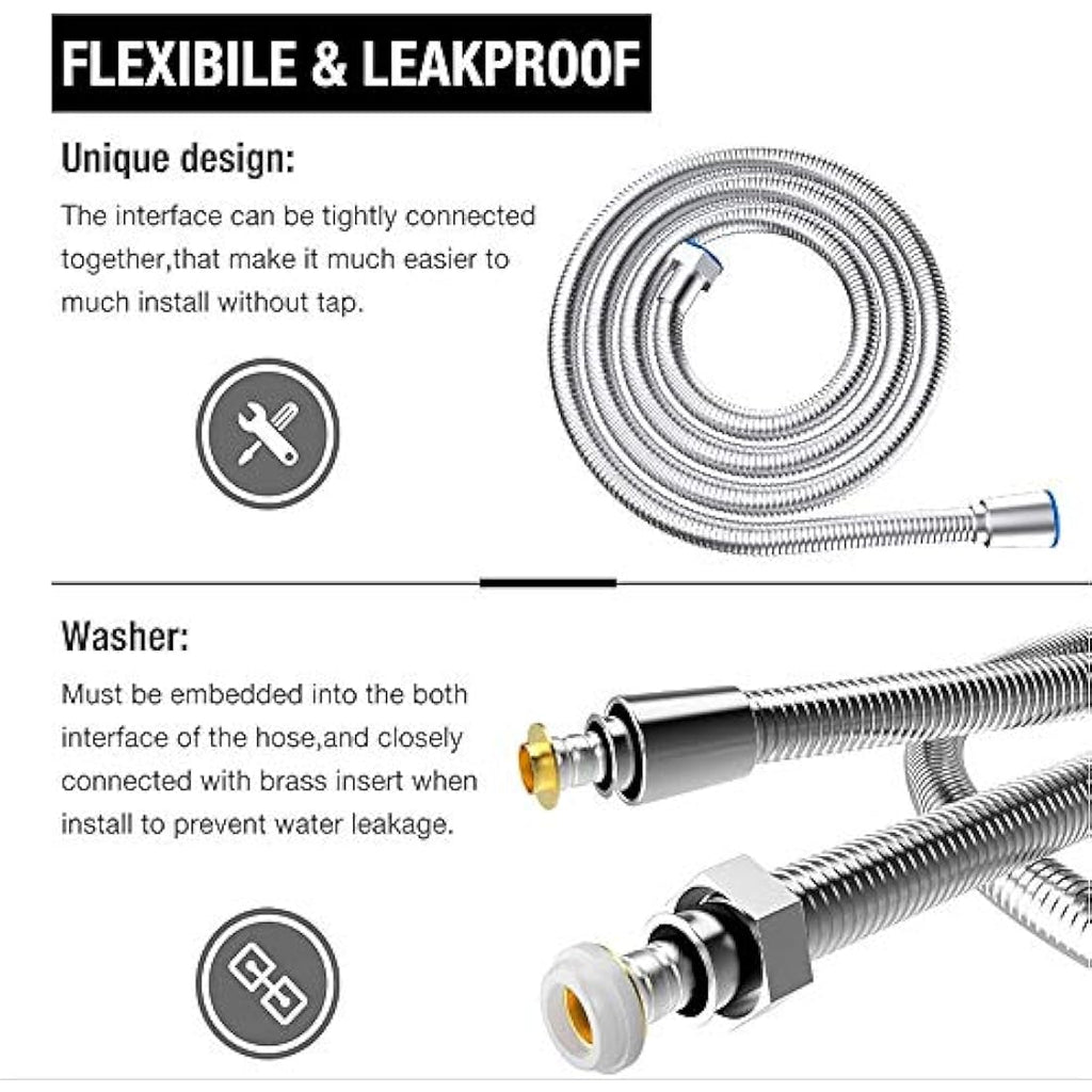 Stainless Steel Shower Hose – 300cm Extra Long Anti-Kink