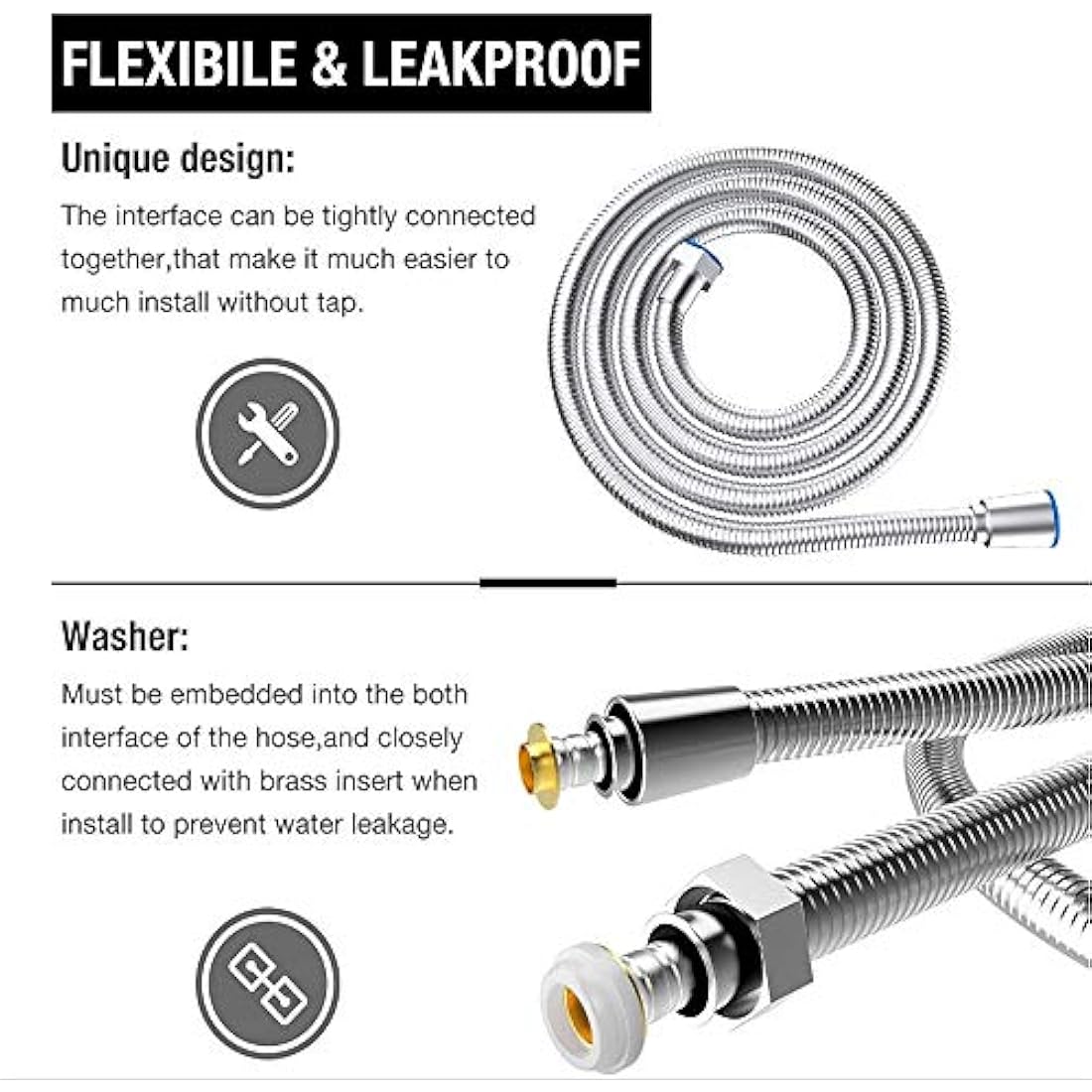 Stainless Steel Shower Hose – 300cm Extra Long Anti-Kink