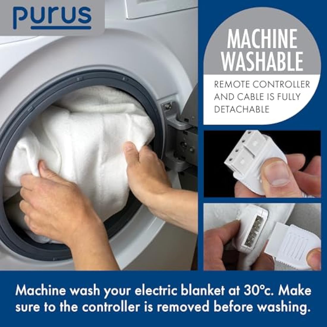Purus King Size Electric Blanket | Soft Polyester Heated Underblanket