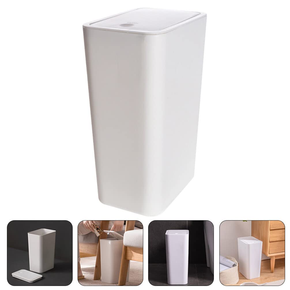GANAZONO Narrow Garbage can Small Trash Cans with Lid for Bathroom - Garbage Can with Press Type Lid, Narrow Plastic Trash Bin - image 5