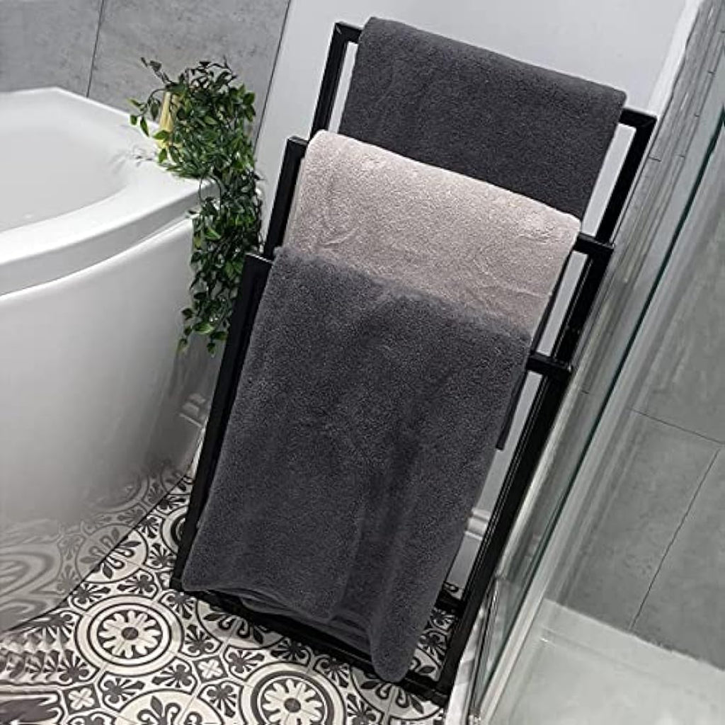 Jolof Store 3-Tier Freestanding Towel Rack – Black Steel Bathroom Stand