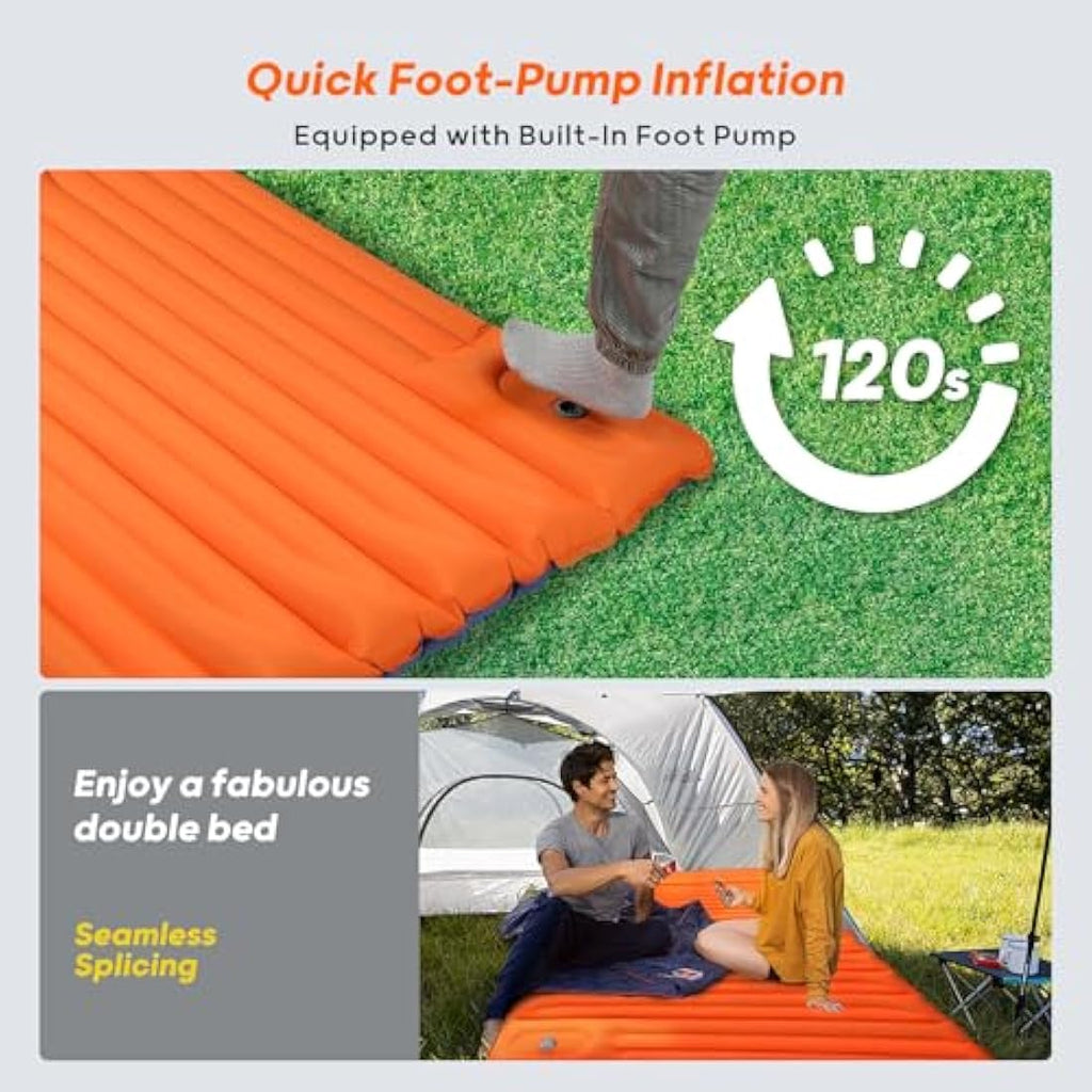 VALEHOWL Double Sleeping Mat | 10cm Thick Camping Mattress with Pump