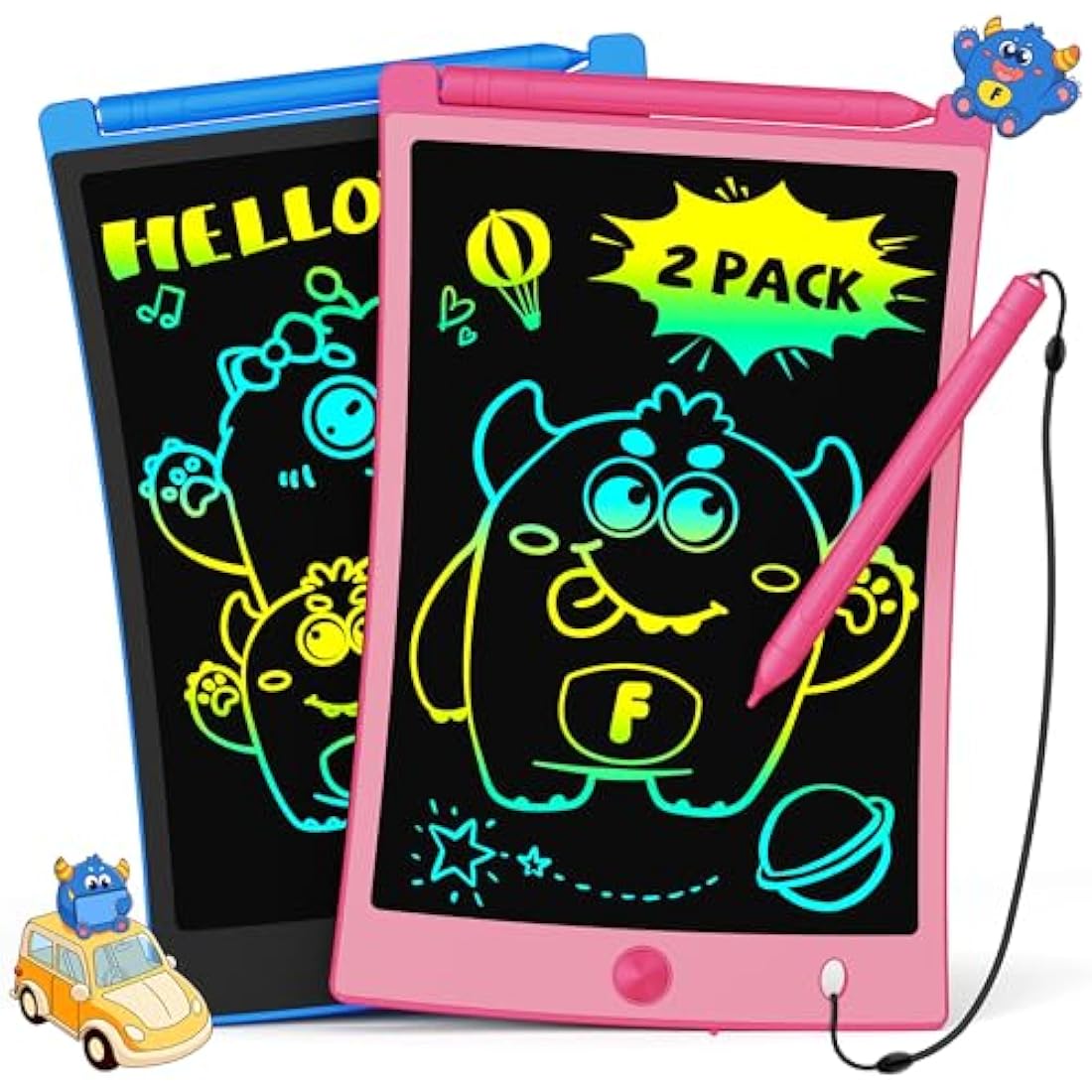 TEKFUN 8.5" LCD Writing Tablet 2-Pack | Colorful Drawing Board for Kids