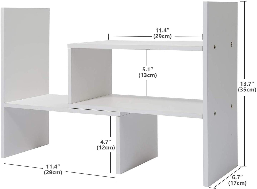 Wood Adjustable Small Desktop Bookshelf, Expandable Desktop Storage Organizer, Freestanding Bookcase, Desktop Display Shelf Rack - image 3