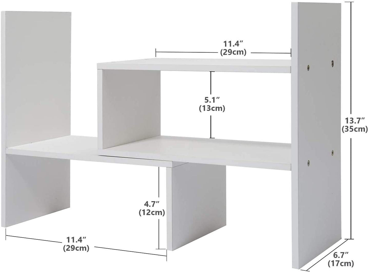 Wood Adjustable Small Desktop Bookshelf, Expandable Desktop Storage Organizer, Freestanding Bookcase, Desktop Display Shelf Rack - image 3