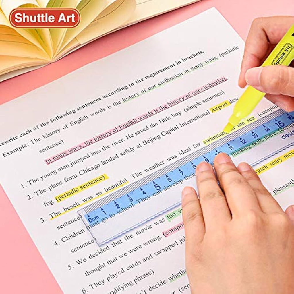 Shuttle Art 144 Pack Highlighters | 8 Assorted Colors Chisel Tip