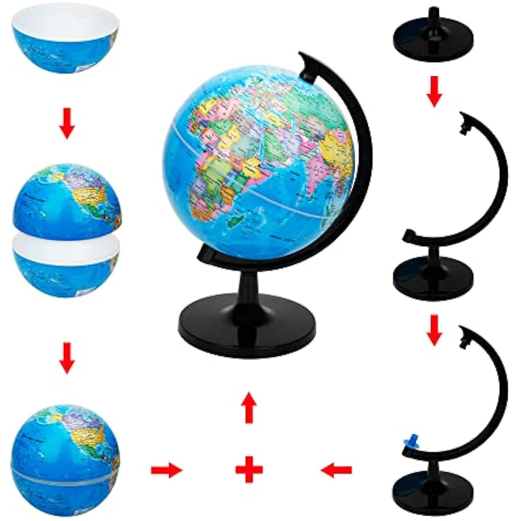 Exerz 20cm World Globe – DIY Educational Political Map for Kids & Desk