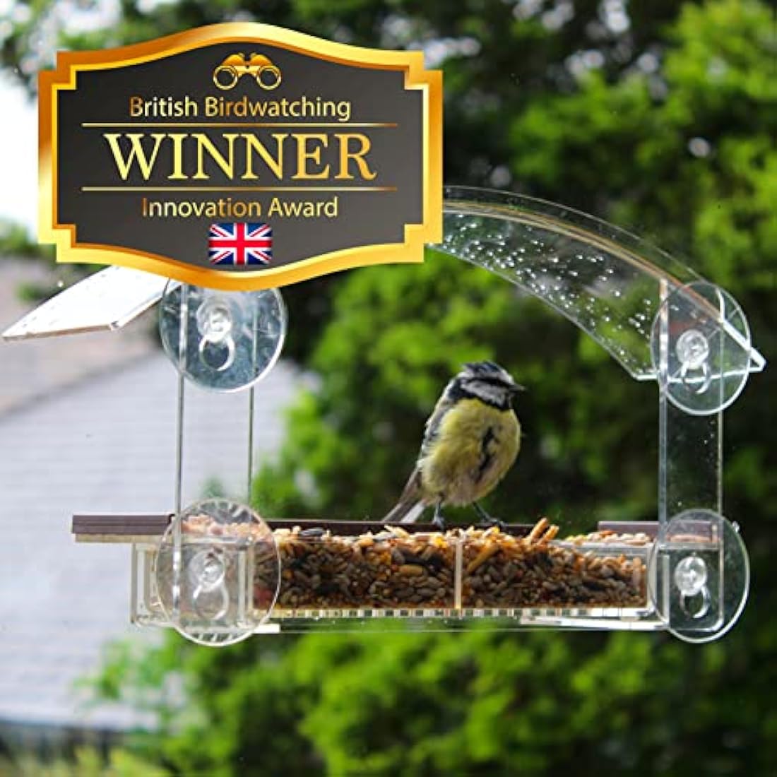 Homebird Window Bird Feeder with Strong Suction Cups and Removable Tray