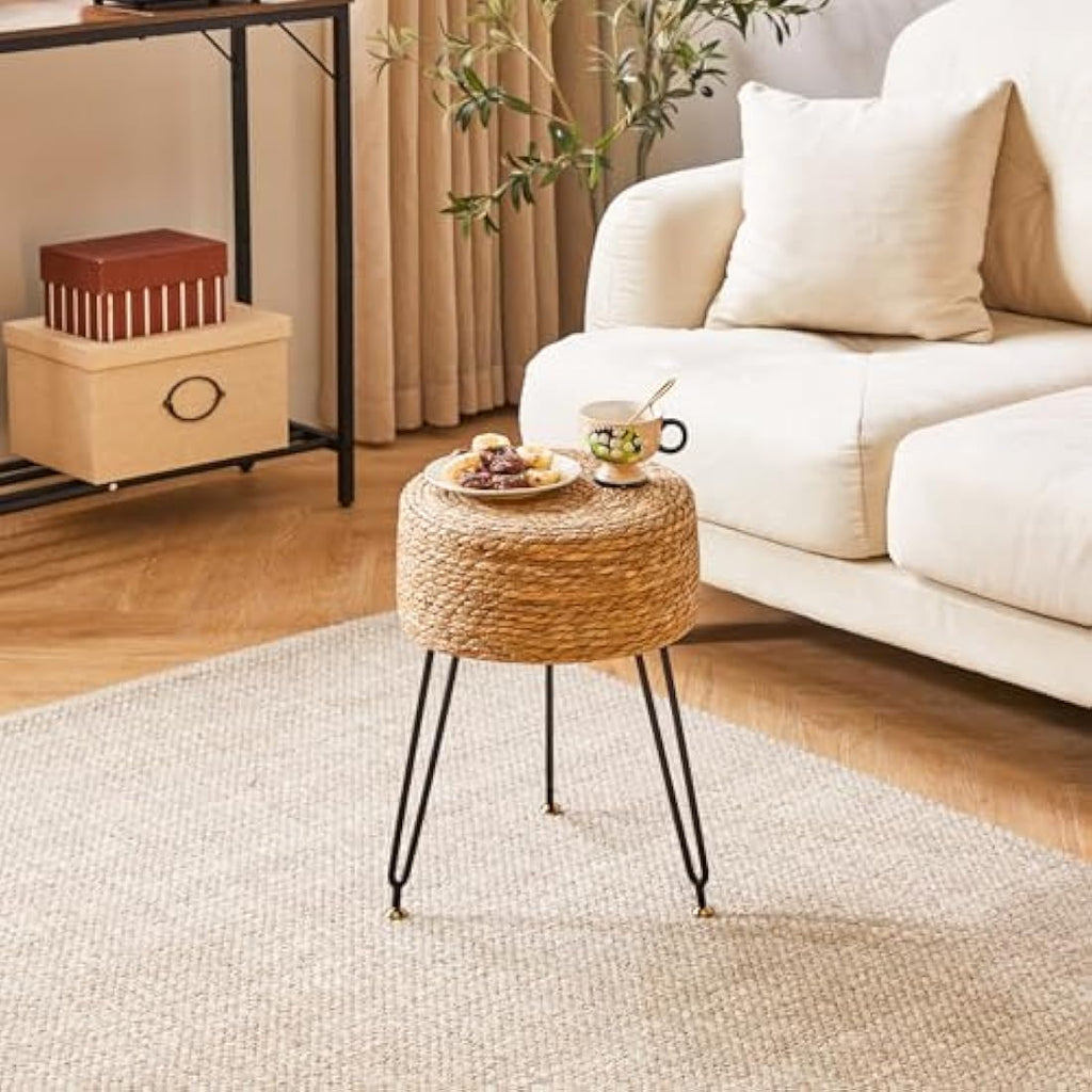 Jolof Store Natural Seagrass Footstool – Handwoven Vanity Makeup Stool