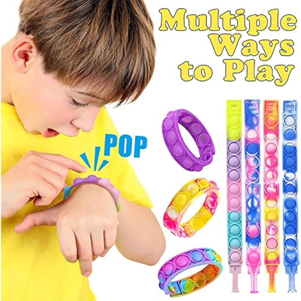 Jolof Store 90Pcs Pop Bracelet Fidget Toys | Silicone Sensory Wristbands