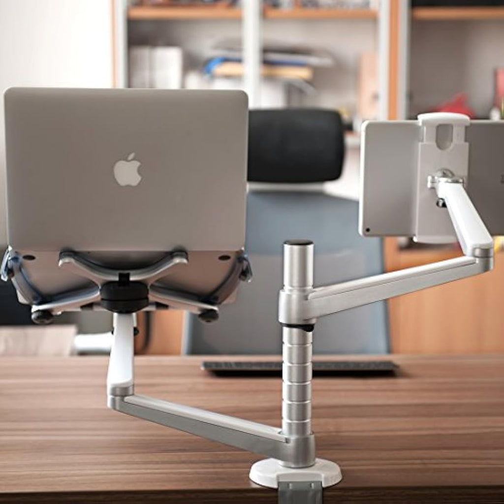 ThingyClub Adjustable Aluminium Laptop and Tablet Dual Arm Desk Mount