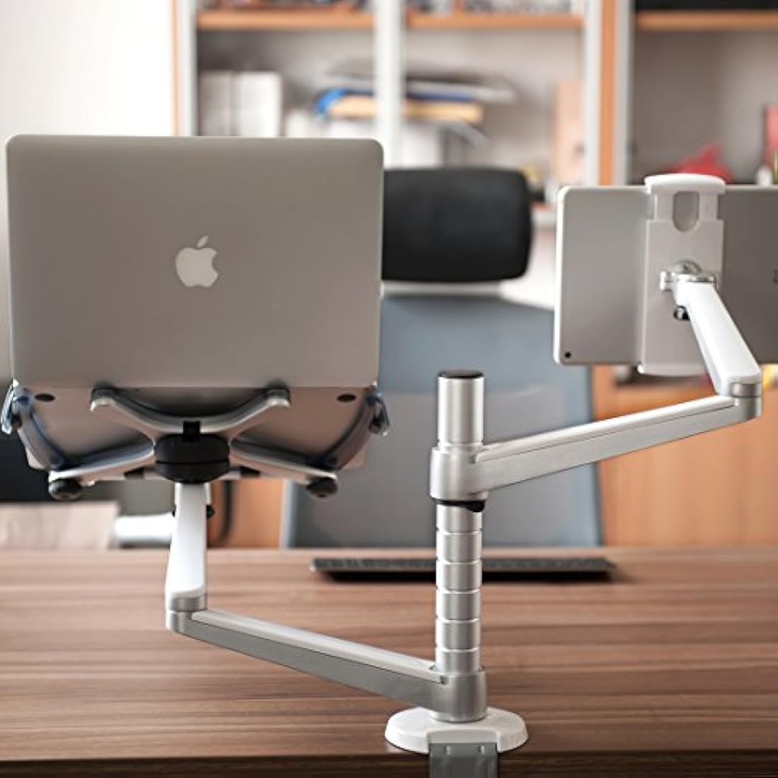ThingyClub Adjustable Aluminium Laptop and Tablet Dual Arm Desk Mount