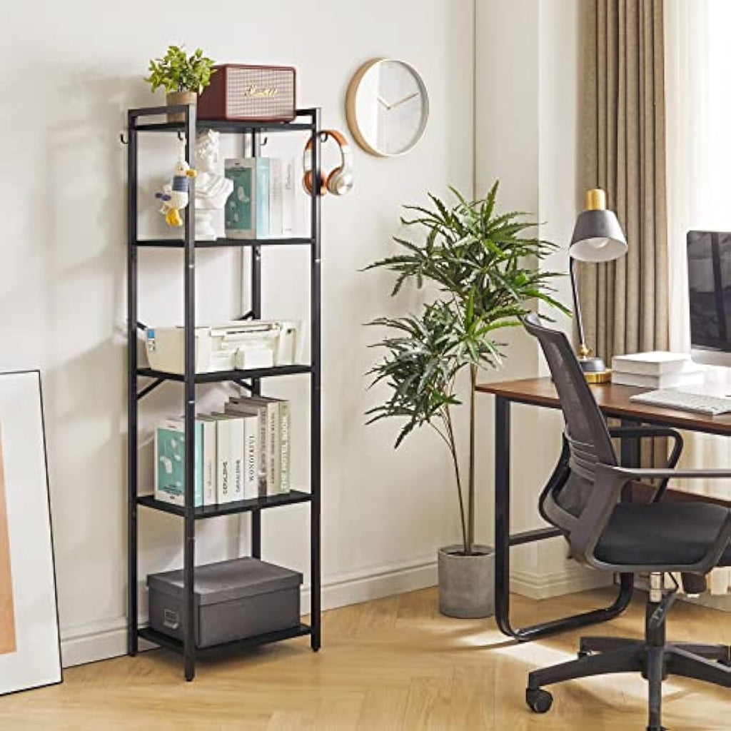 YMYNY 5-Tier Industrial Bookshelf – Vintage Metal Storage Rack