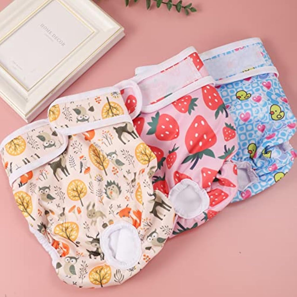 Reusable Dog Diapers – 3 Pack Washable Female Puppy Nappies