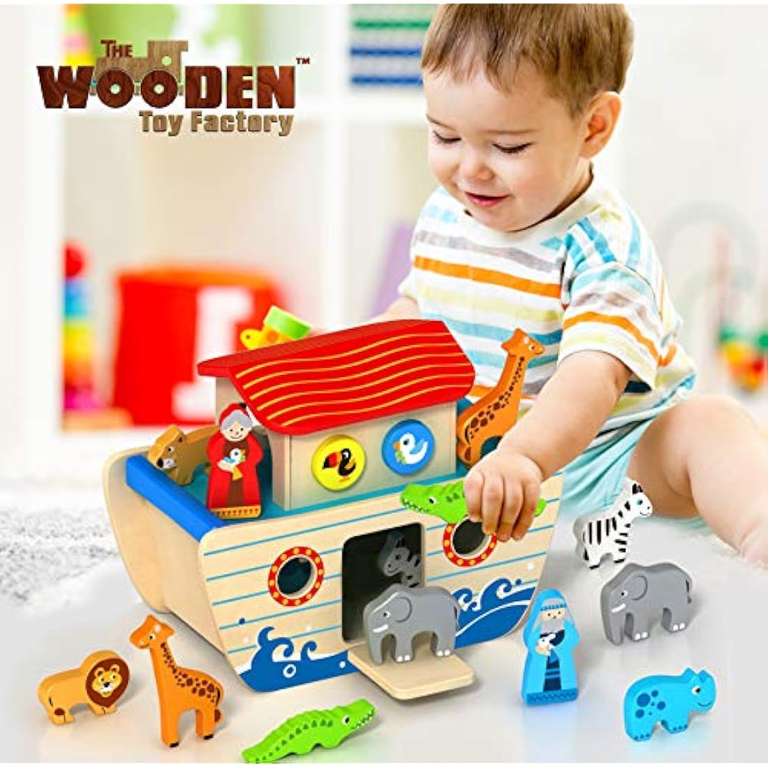 The Wooden Toy Factory Noah's Ark Shape Sorter - Educational Playset