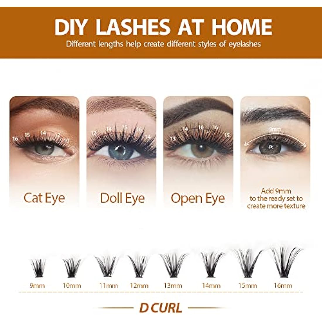 Cluster Lashes – 240 Pcs D Curl DIY Individual Extensions