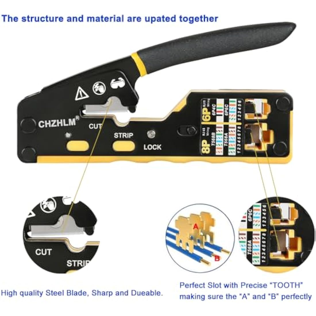 Jolof Store RJ45 Pass Through Crimper Tool Kit for Cat5 Cat5e Cat6 Cat6a