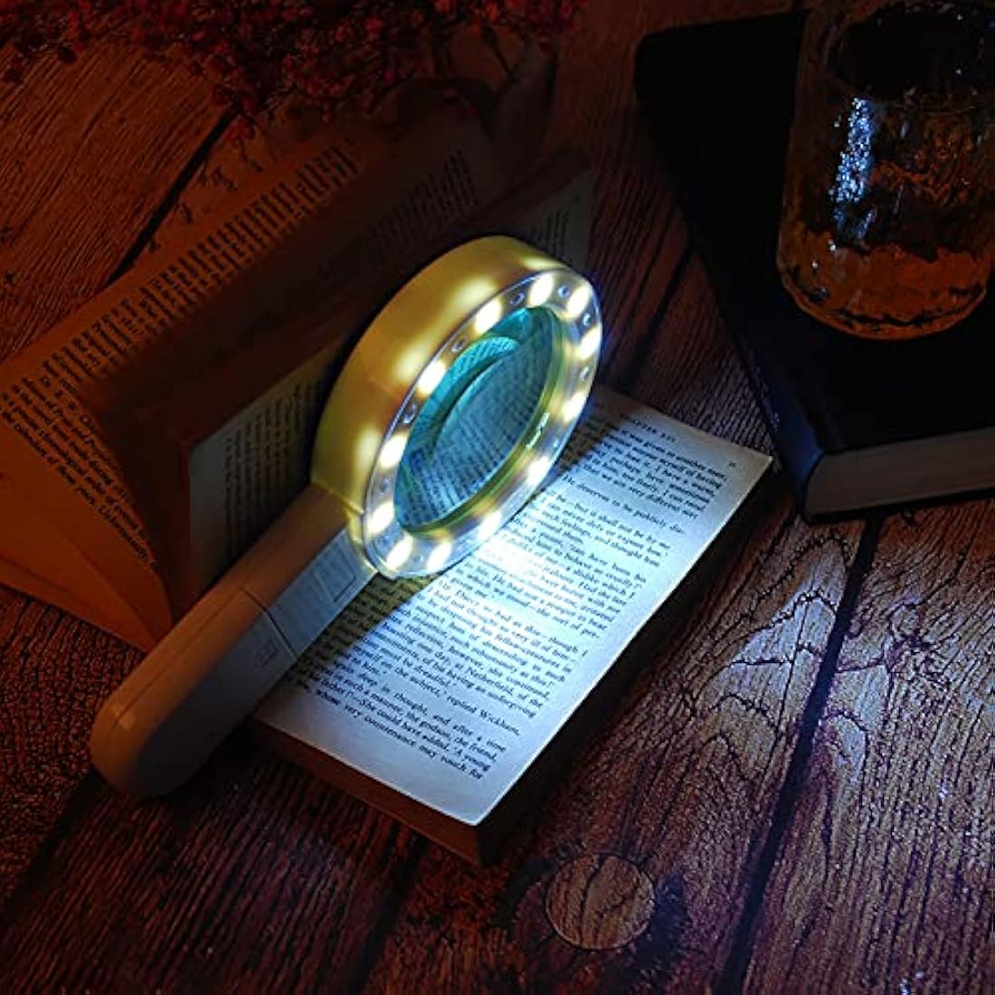 30X Handheld Magnifying Glass with 12 LED Lights for Seniors