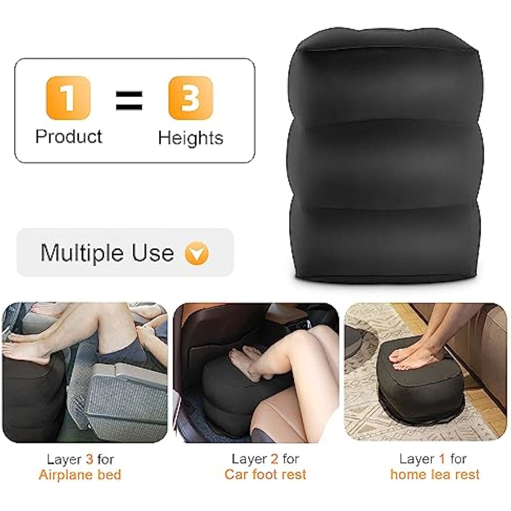 Maliton Inflatable Airplane Footrest – Adjustable Travel Pillow, 2 Pack