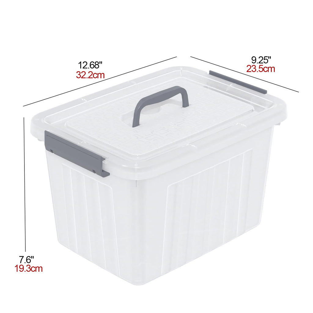 Neadas 10 L Clear Storage Latching Box, Plastic Boxes with Lid, 6-Pack