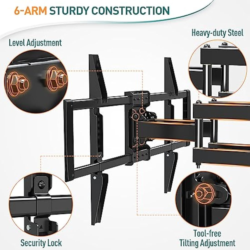 ELIVED Full Motion TV Wall Mount for 37-84 Inch TVs | Swivel & Tilt