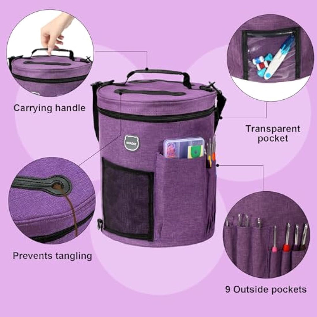 MIAOKE 79pc Crochet Kit with Large Waterproof Yarn Storage Organizer Bag
