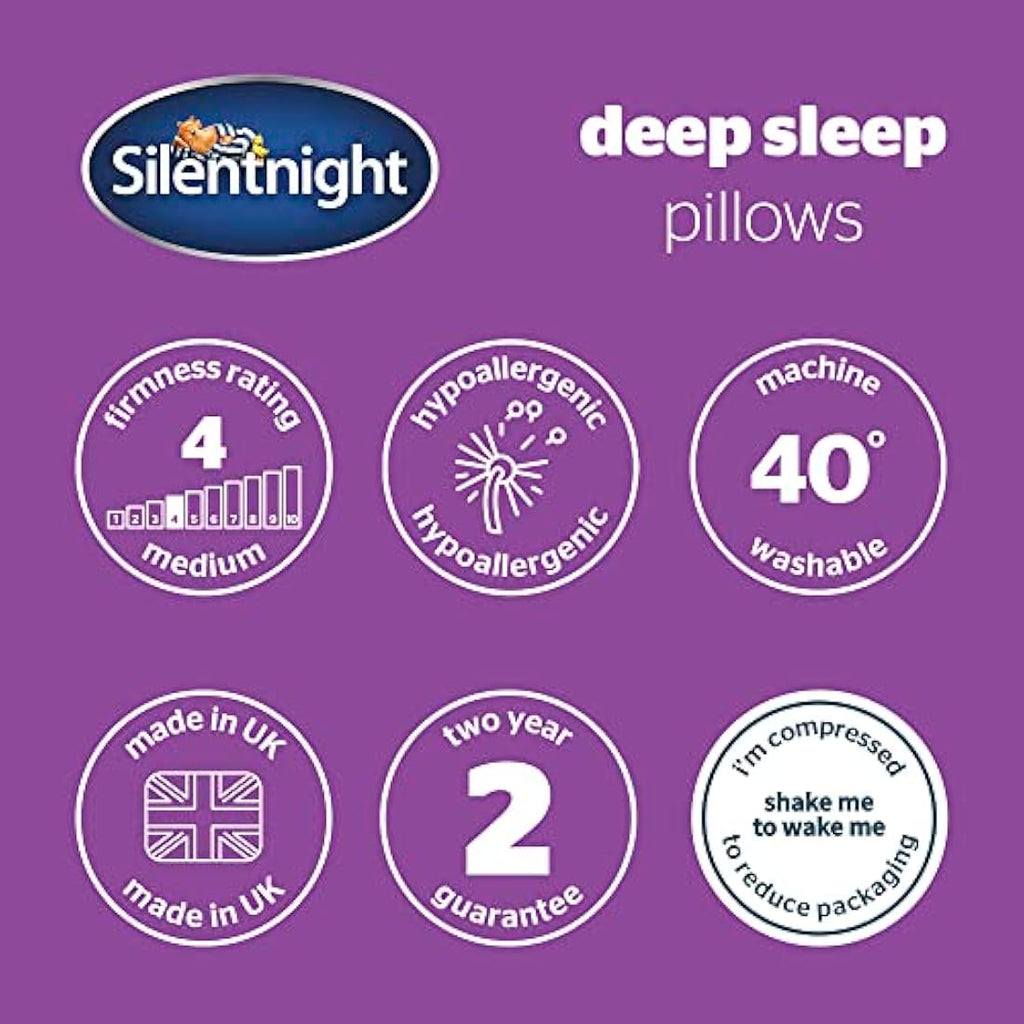 Silentnight Deep Sleep Pillows 2 Pack – Medium Support Hollowfibre