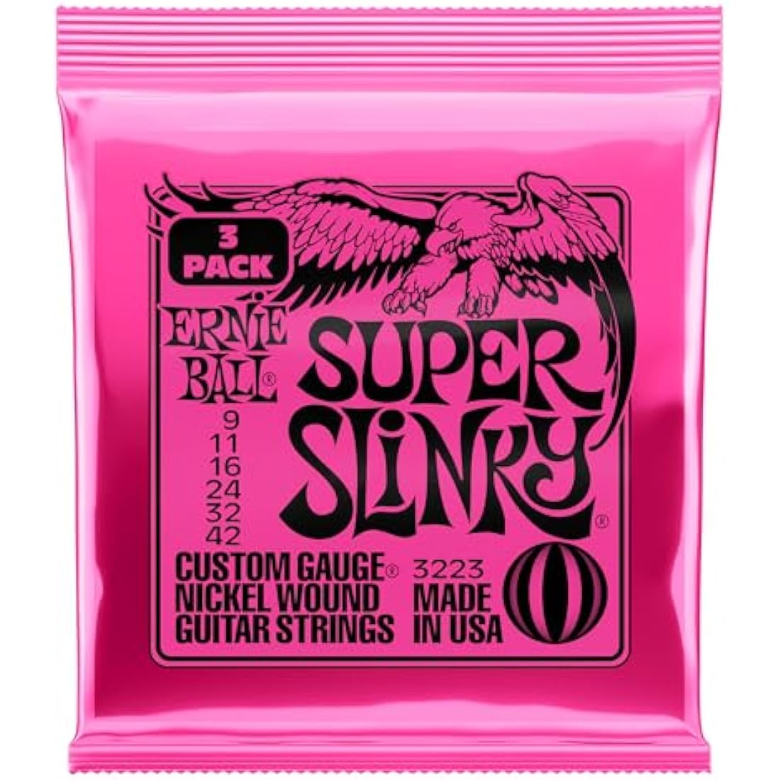 Ernie Ball Super Slinky Electric Guitar Strings - Nickel Wound 9-42 3-Pack