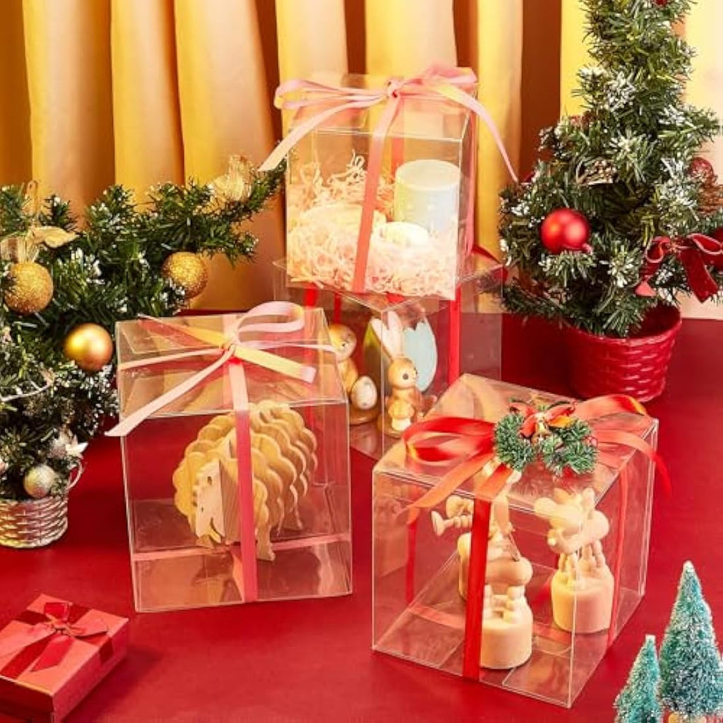 BENECREAT 10PCS Clear PVC Gift Boxes – 15x15x15cm Square Wedding Favors