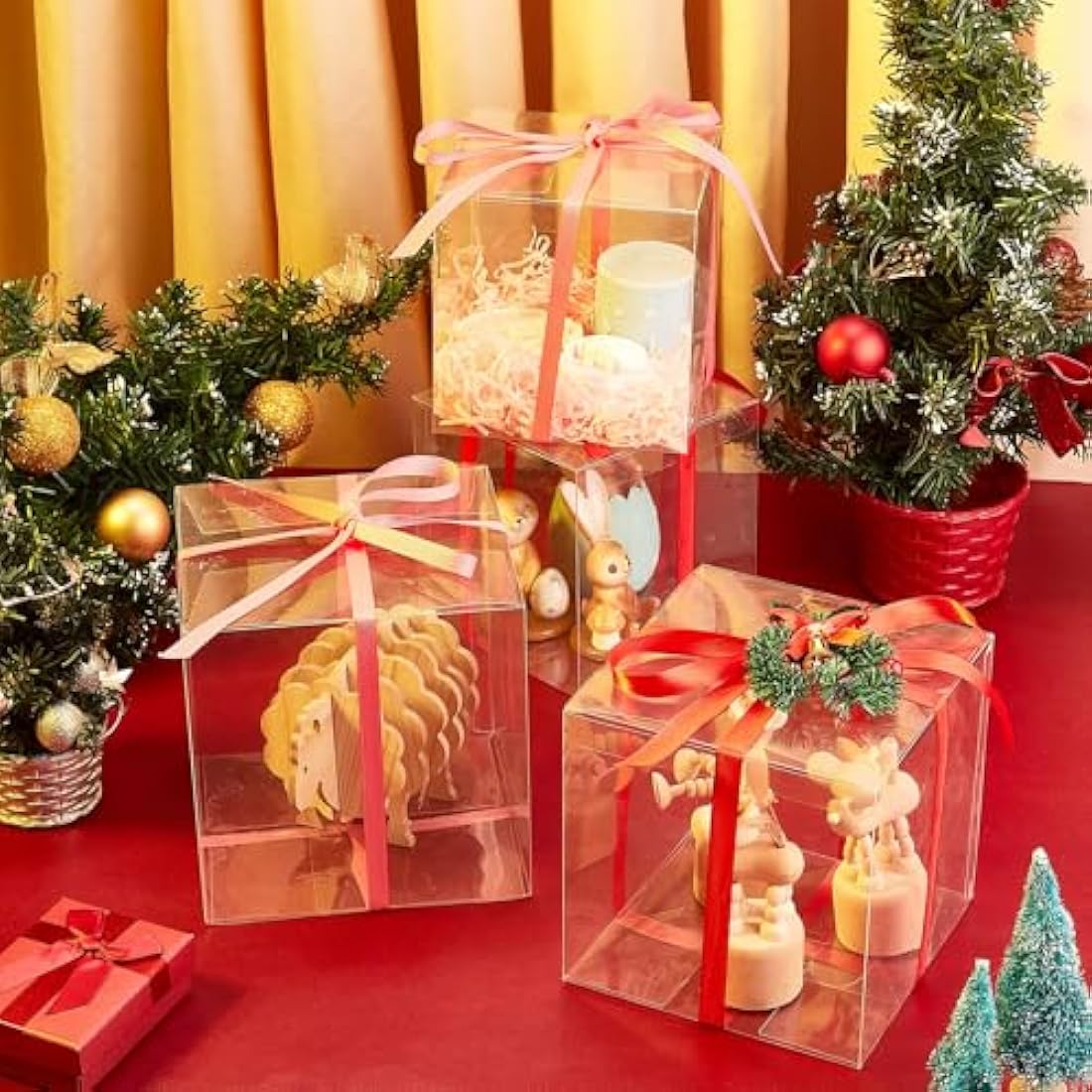 BENECREAT 10PCS Clear PVC Gift Boxes – 15x15x15cm Square Wedding Favors