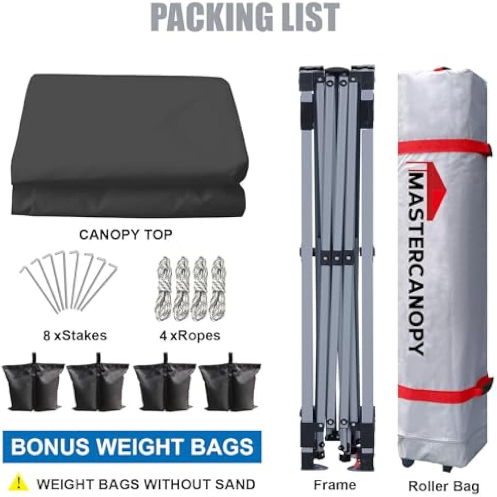 MASTERCANOPY 3x3M Pop-up Gazebo Tent | UV Protected Outdoor Canopy - Grey