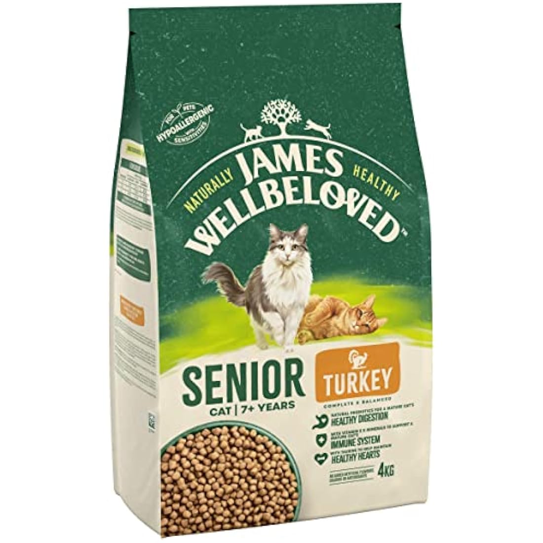 James Wellbeloved Senior Turkey Hypoallergenic Dry Cat Food - 4kg