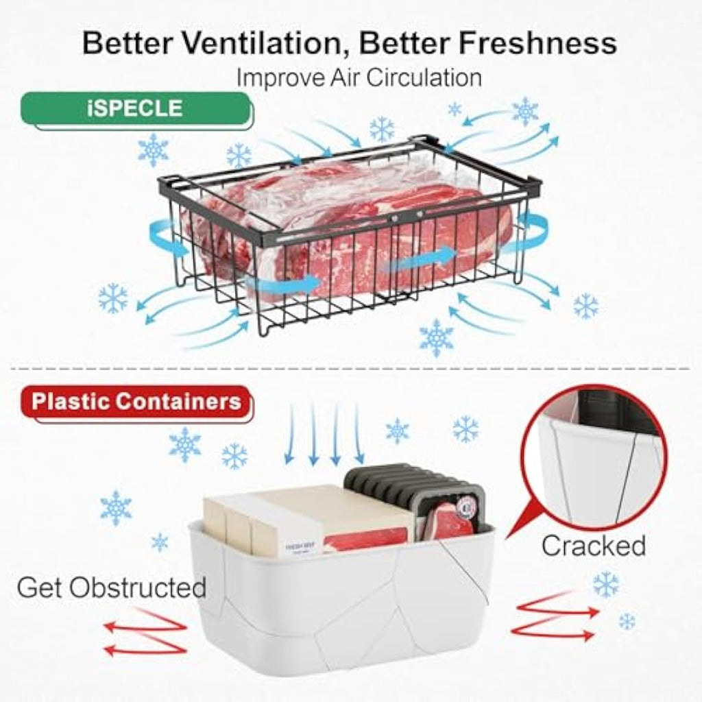iSPECLE Chest Freezer Baskets | 4 Pack Expandable Wire Organizers