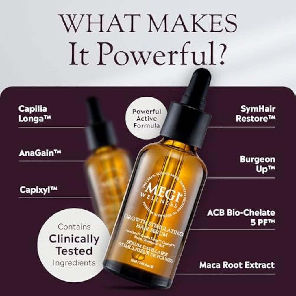 Megi Wellness Hair Growth Serum – Natural Biotin & Caffeine Formula (50ml)