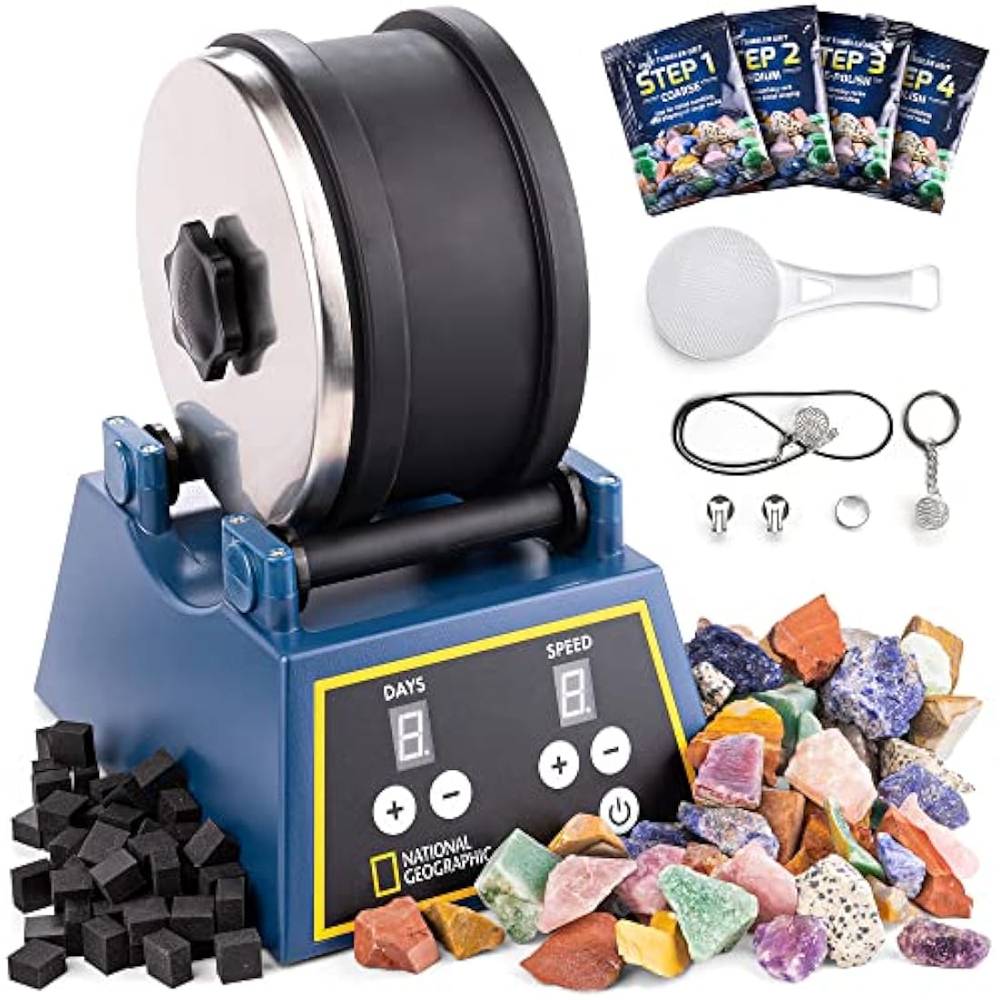 National Geographic Rock Tumbler Kit | 1.36kg XL Barrel & 3-Speed Motor