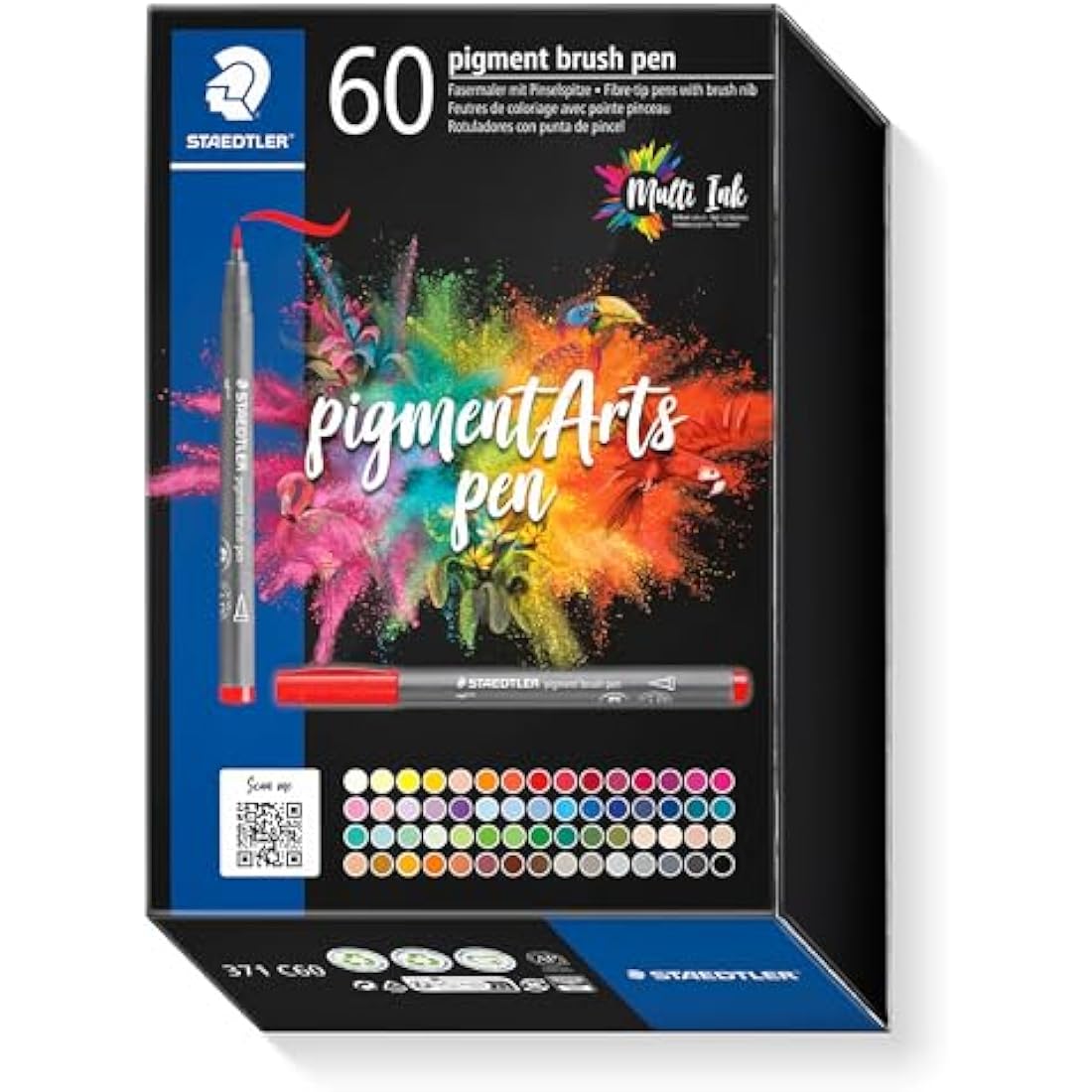 STAEDTLER Pigment Arts Brush Pen – Assorted Multi Ink Colors, Pack of 60