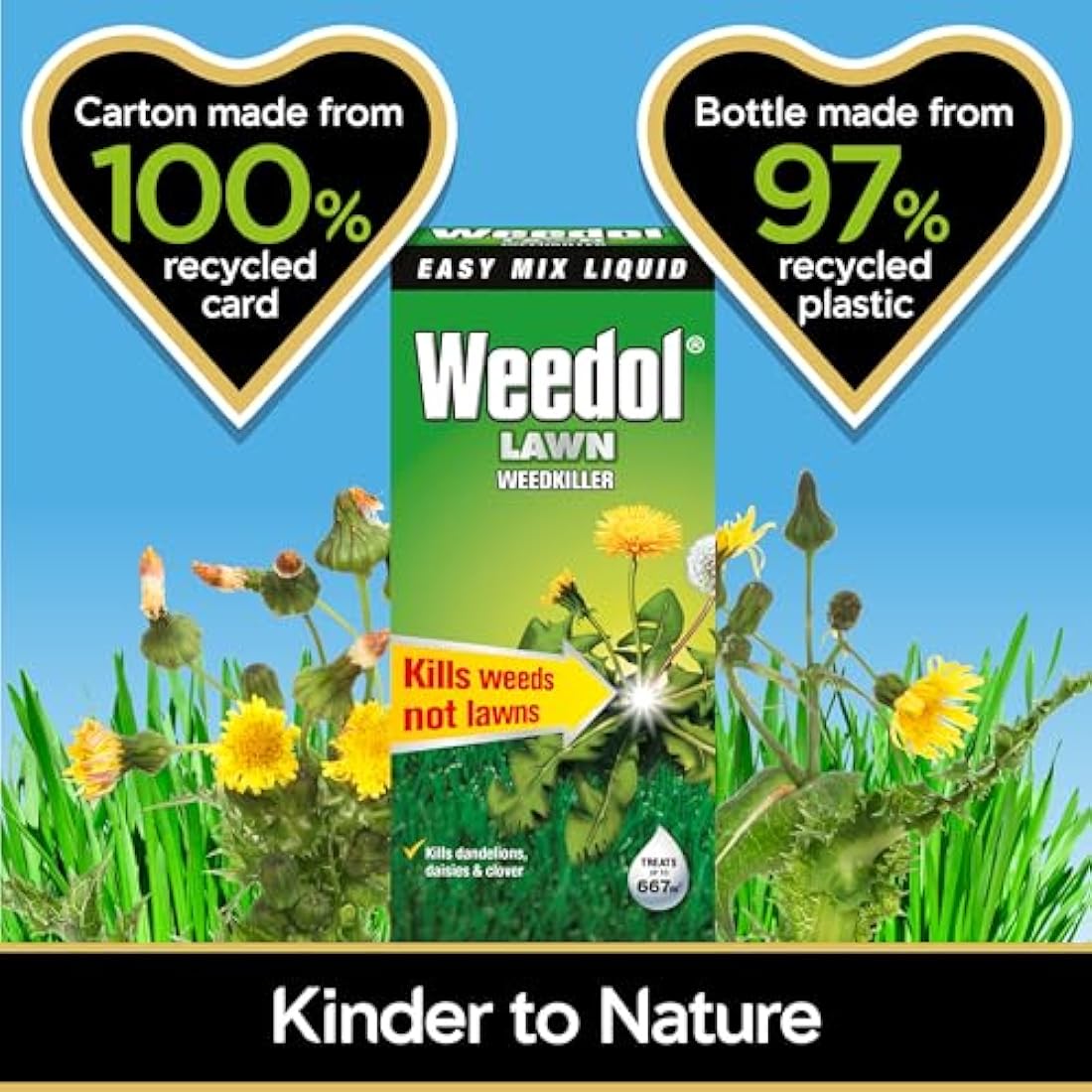 Weedol Concentrated Lawn Weedkiller | Kills Dandelions & Clover | 500ml