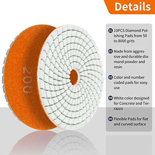 Jolof Store 14-Pack Diamond Polishing Pads | 4 Inch Wet Dry Stone Kit